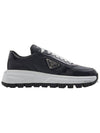 Spazzolato Logo Low Top Sneakers Black White - PRADA - BALAAN 3