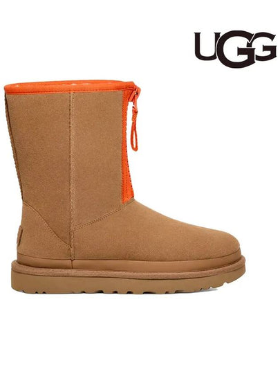 Classic Short Zipper Tape Logo Winter Boots Chestnut - UGG - BALAAN 2