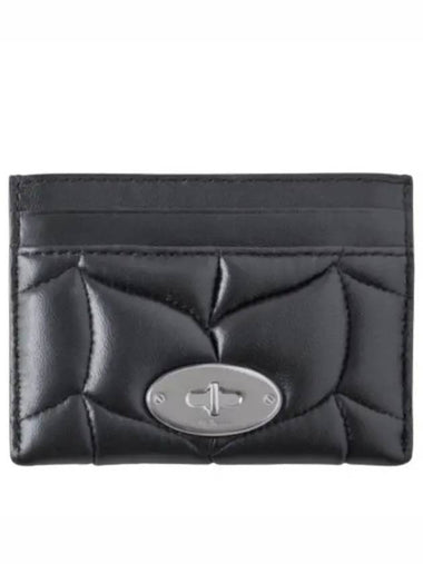 Softie Silver Metal Hardware Quilted Card Wallet Black - MULBERRY - BALAAN 1