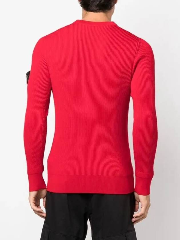 Wappen Patch Crew Neck Ribbed Wool Knit Top Red - STONE ISLAND - BALAAN 5