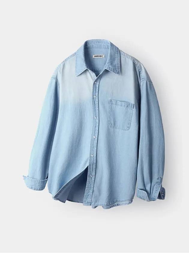 Biowashing Snap Denim Long Sleeve Shirt Light Blue - INDUST - BALAAN 10