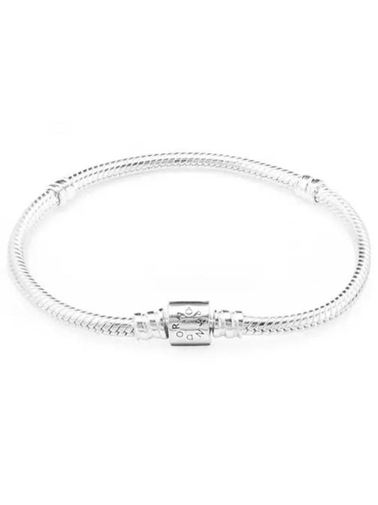 Moment Barrel Clasp Snake Chain Bracelet Silver - PANDORA - BALAAN 2