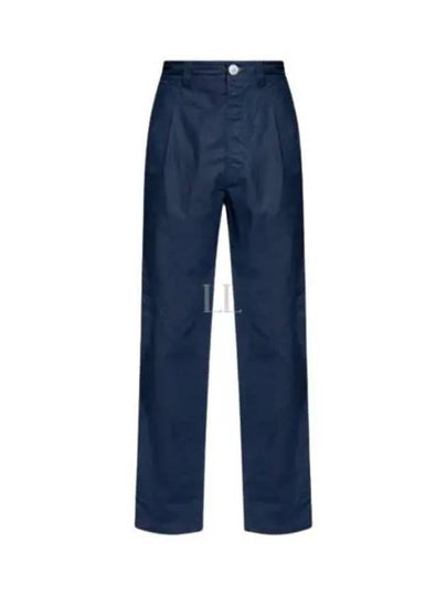 Marina Mid Rise Cotton Canvas Wide Pants Royal Blue - STONE ISLAND - BALAAN 2