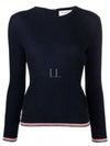 Women's Lightweight Baby Cable Wool Knit Top Navy - THOM BROWNE - BALAAN 2