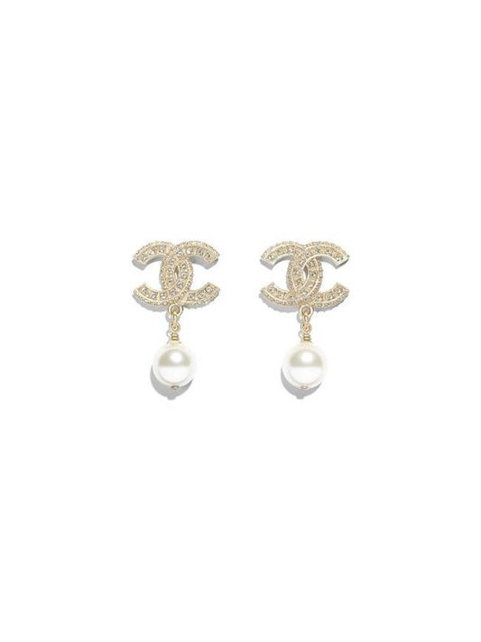 CC Metal Logo Pearl Earrings Gold - CHANEL - BALAAN 1