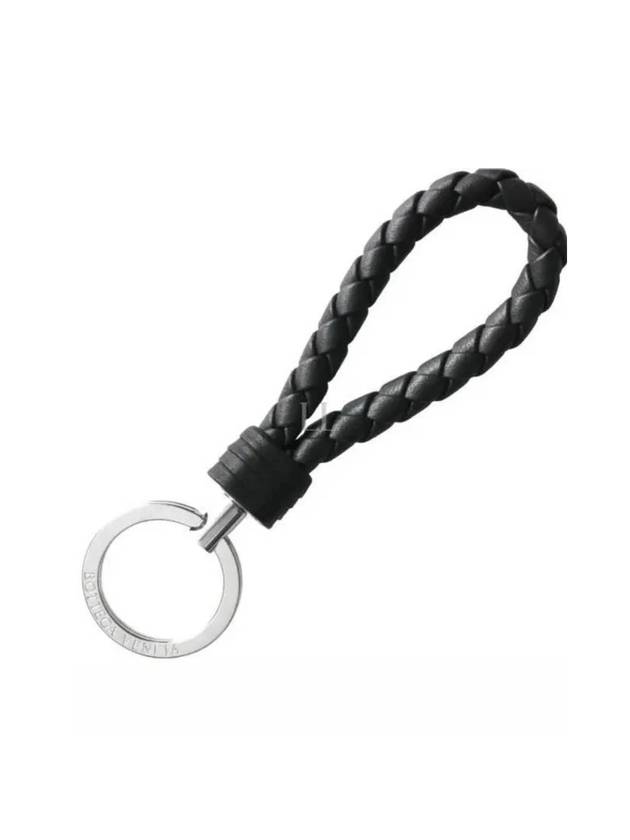 Intrecciato Leather Key Ring Black - BOTTEGA VENETA - BALAAN 1