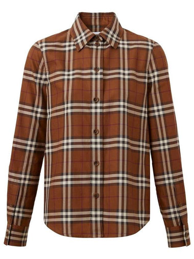 Vintage Check Cotton Shirts Dark Birch Brown - BURBERRY - BALAAN 1