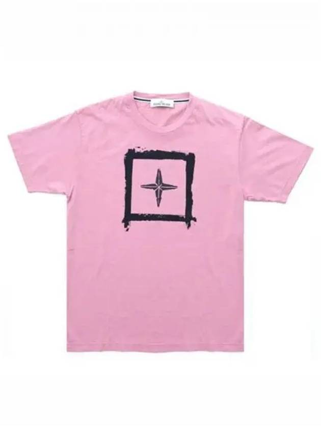 Stancil Printing Short Sleeve T-Shirt Pink - STONE ISLAND - BALAAN 2