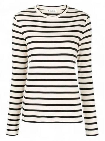 Black Striped Long Sleeve T Shirt J40NH0003 J46497 080 - JIL SANDER - BALAAN 1