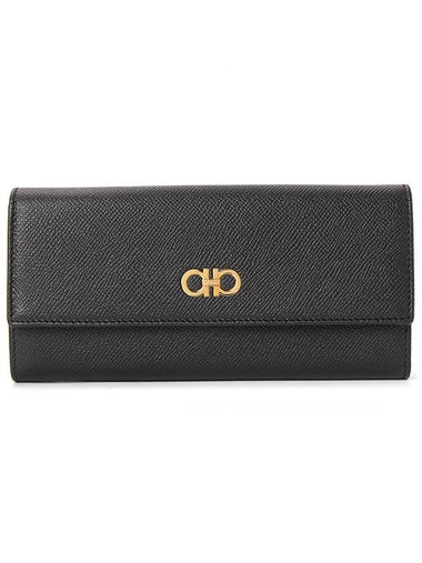 Women's Gancini Long Wallet Black - SALVATORE FERRAGAMO - BALAAN 1