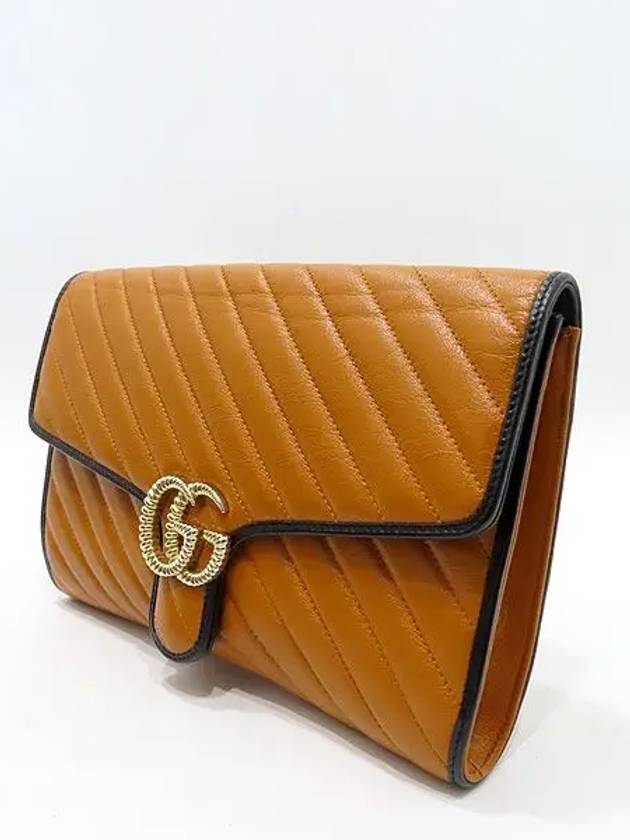 498079 Brown color leather Marmont matelass clutch - GUCCI - BALAAN 2