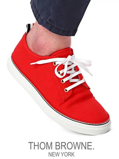 Canvas Low Top Sneakers Red - THOM BROWNE - BALAAN 2