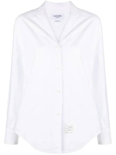 Logo Patch Long Sleeve Shirt White - THOM BROWNE - BALAAN 1