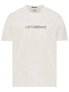 Embroidered Logo Crew Neck Cotton Short Sleeve T-Shirt White - CP COMPANY - BALAAN 2