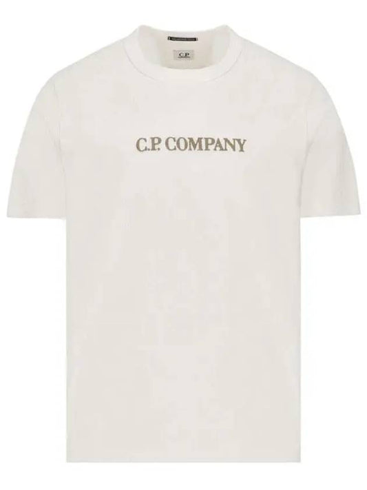 Embroidered Logo Crew Neck Cotton Short Sleeve T-Shirt White - CP COMPANY - BALAAN 2