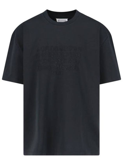 Embroidered Logo Cotton Short Sleeve T-Shirt Black - MAISON MARGIELA - BALAAN 2