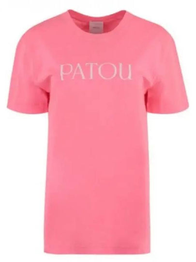 Logo Cotton Short Sleeve T-Shirt Pink - PATOU - BALAAN 2