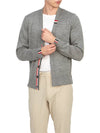 Men's Jersey Stitch V-Neck Cardigan Light Grey - THOM BROWNE - BALAAN 7