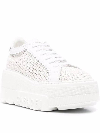 White Platform Sneakers Interwoven Design In Polyurethane Woman - CASADEI - BALAAN 2