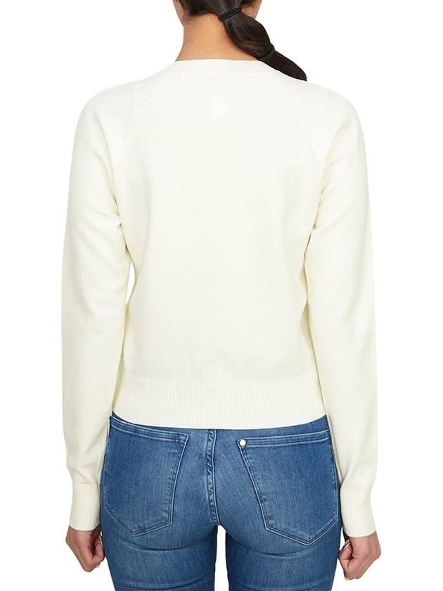 Embroidered Logo Wool Knit Top White - PATOU - BALAAN 6