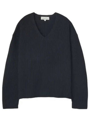 Merino rib V neck knit dark navy - STUDIO NICHOLSON - BALAAN 1