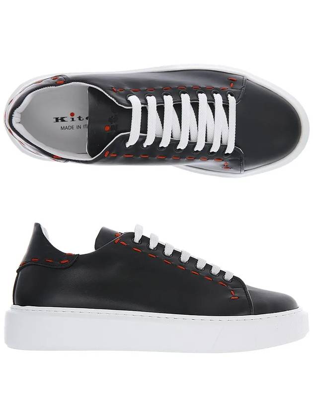Calf Leather Lace-up Low Top Sneakers Black - KITON - BALAAN.