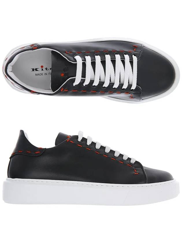 Calf Leather Lace-up Low Top Sneakers Black - KITON - BALAAN 3