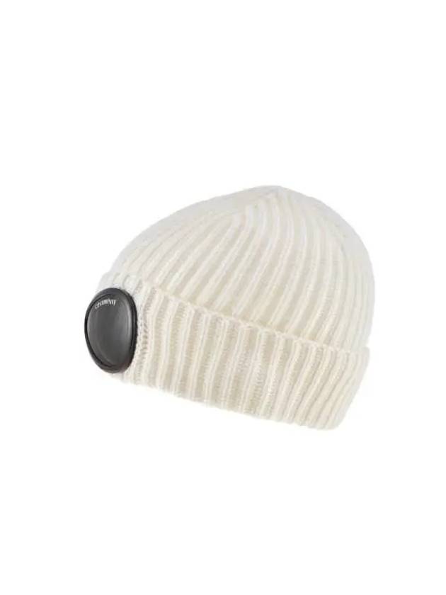 Goggle Detail Ribbed Beanie White - CP COMPANY - BALAAN 5