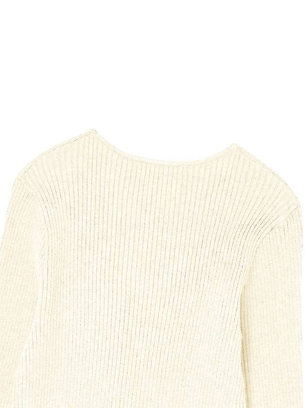 Diagonal neckline slim ribbed knit Ivory - THE GREEN LAB - BALAAN 4