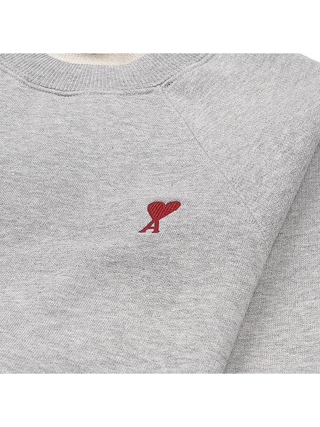 Cotton Heart Logo Sweatshirt Grey - AMI - BALAAN 5