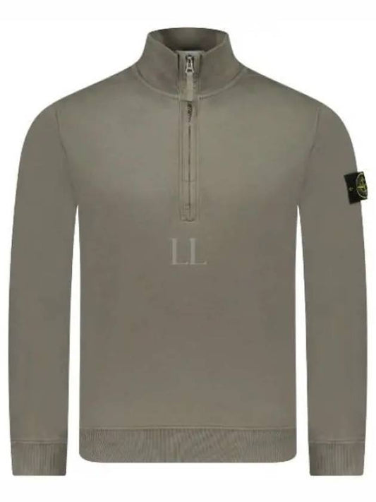 Logo Half Zipper Sweatshirt Green - STONE ISLAND - BALAAN 2