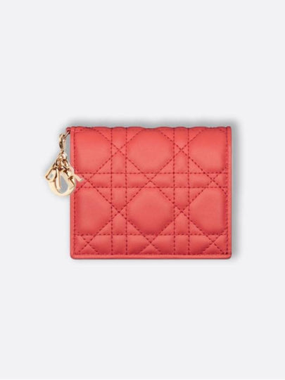 Lady Cannage Small Lambskin Half Wallet Coral - DIOR - BALAAN 2