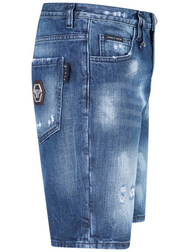 Distressed Effect Denim Shorts SACCMDT2699PDE004N - PHILIPP PLEIN - BALAAN 4