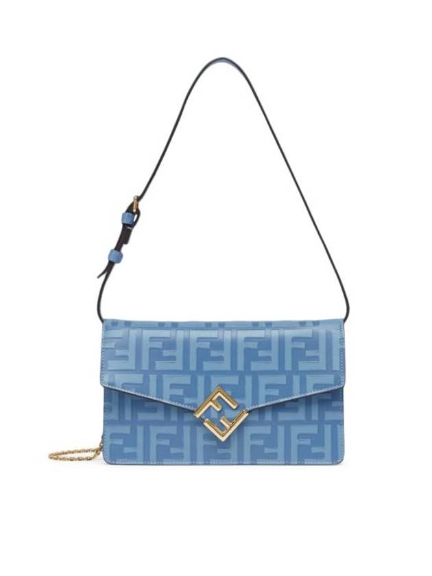 Diamond FF Logo Chain Long Wallet Blue - FENDI - BALAAN 1