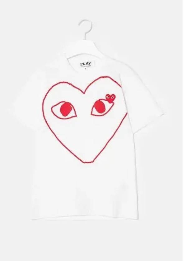 Women s Red Line Heart Print T shirt White Domestic Product GM0023110832569 - COMME DES GARCONS PLAY - BALAAN 1