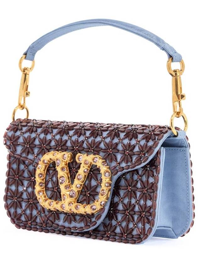 small floral blue cloud and amethyst shoulder bag with crystals - VALENTINO - BALAAN 3