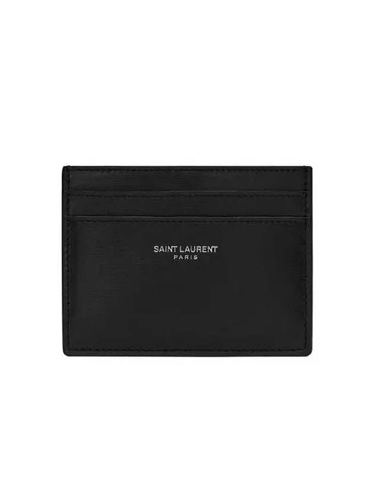 Smooth Leather Classic Logo Card Wallet Black - SAINT LAURENT - BALAAN 2