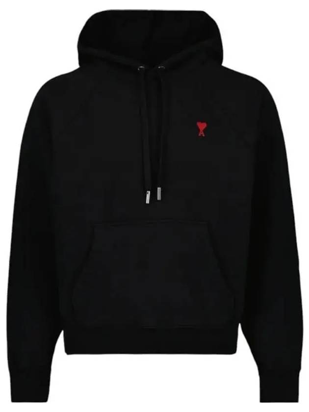 Heart Logo Cotton Hoodie Black - AMI - BALAAN 2