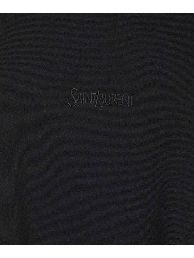 Crew Neck Cotton Short Sleeve T-shirt Black - SAINT LAURENT - BALAAN 4