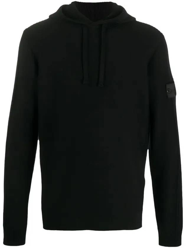 Men's Shadow Project Waffen Patch Hood Ribbed Knit Top Black - STONE ISLAND - BALAAN.