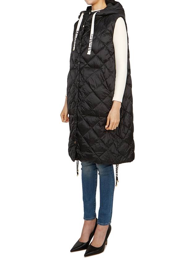 Sisoft Double-Sided Drawstring Hooded Padded Long Vest Black - MAX MARA - BALAAN 9