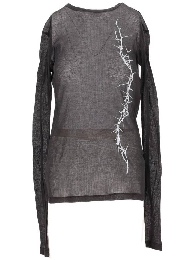 FIENE SLIM FIT LONG SLEEVE T-SHIRT "THORNS" PRINT - ANN DEMEULEMEESTER - BALAAN 1