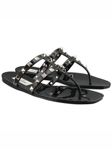 24SS 4W2S0T84 PVS 0NO Women’s Rockstud Flip-flop Sandals Black　 988107 - VALENTINO - BALAAN 1