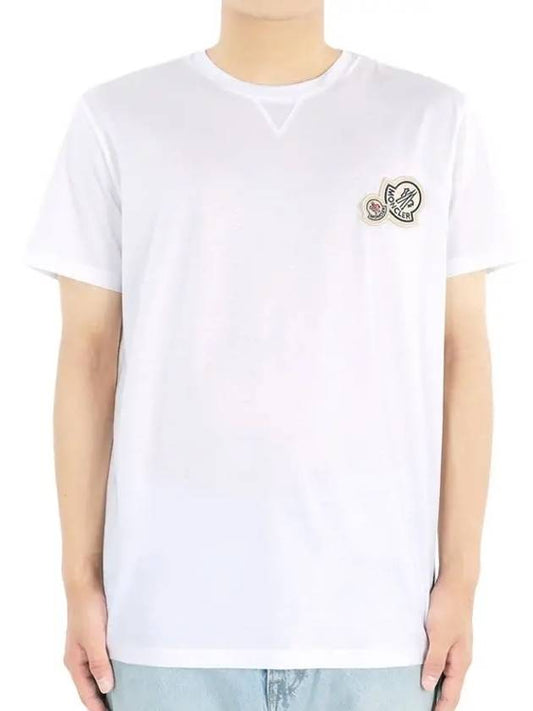 Double logo patch round short sleeve t shirt white - MONCLER - BALAAN 2