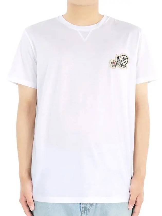 Double Logo Patch Round Short Sleeve T-Shirt White - MONCLER - BALAAN 3