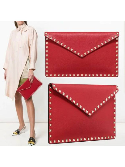 Rockstud Pouch Clutch Bag Red - VALENTINO - BALAAN 2