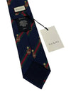 Men's Web Crest Silk Tie Navy - GUCCI - BALAAN 9