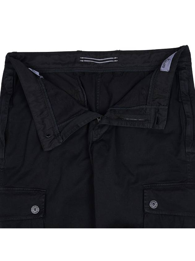 Garment Dyed Old Effect Stretch Broken Twill Cotton Cargo Pants Black - STONE ISLAND - BALAAN 8