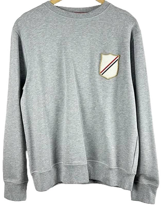 Men's Crest Patch Sweatshirt Gray - THOM BROWNE - BALAAN.