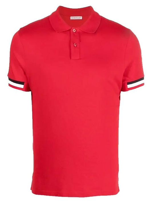 three stripes logo patch PK shirt red - MONCLER - BALAAN 1